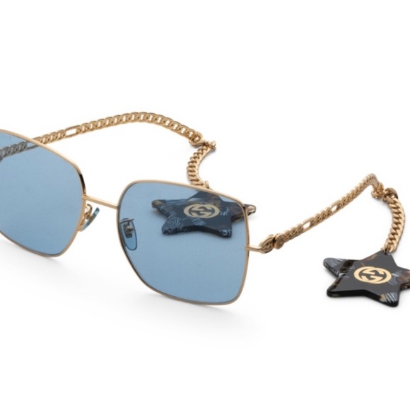 Gucci 61mm blue square sunglasses with star attachable/detachable charms NWT - Picture 7 of 17